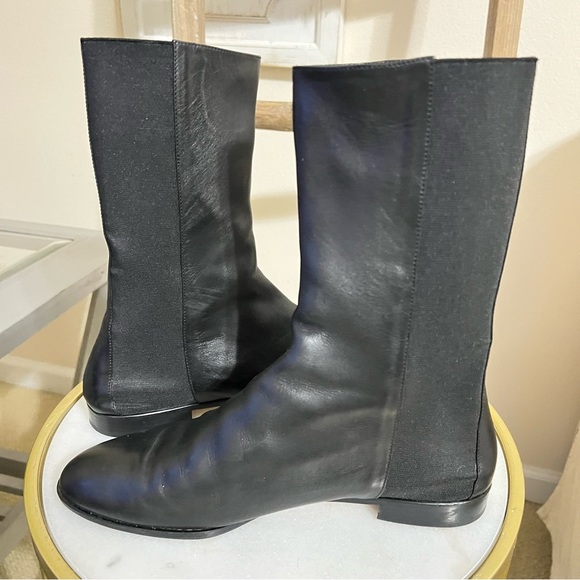 Manolo Blahnik Shoes - 4. MANOLO BLAHNIK Black Leather Flat Heel Booties 40